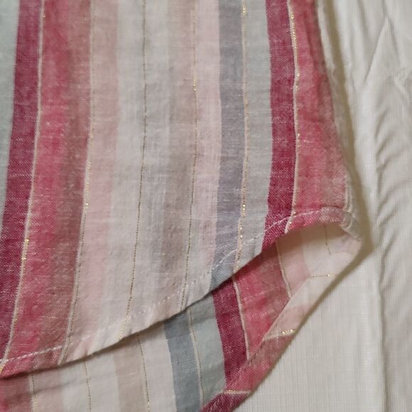 Beachlunchlounge collection Striped Short Sleeve Button Shirt Top Size XS - Picture 5 of 6